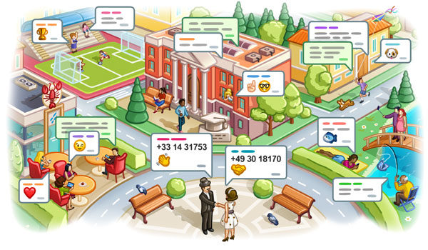 基于位置的聊天，添加没有电话号码的联系人等